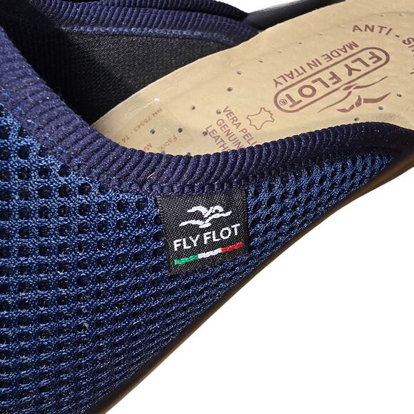 Fly Flot Clogs Blue Mesh SlipOn Slides Mules Made Italy Women Size 7.5 Worn 1x - Picture 3 of 8